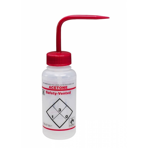 Safety Vented Wash Bottle, Acetone, 16oz, 3/PK